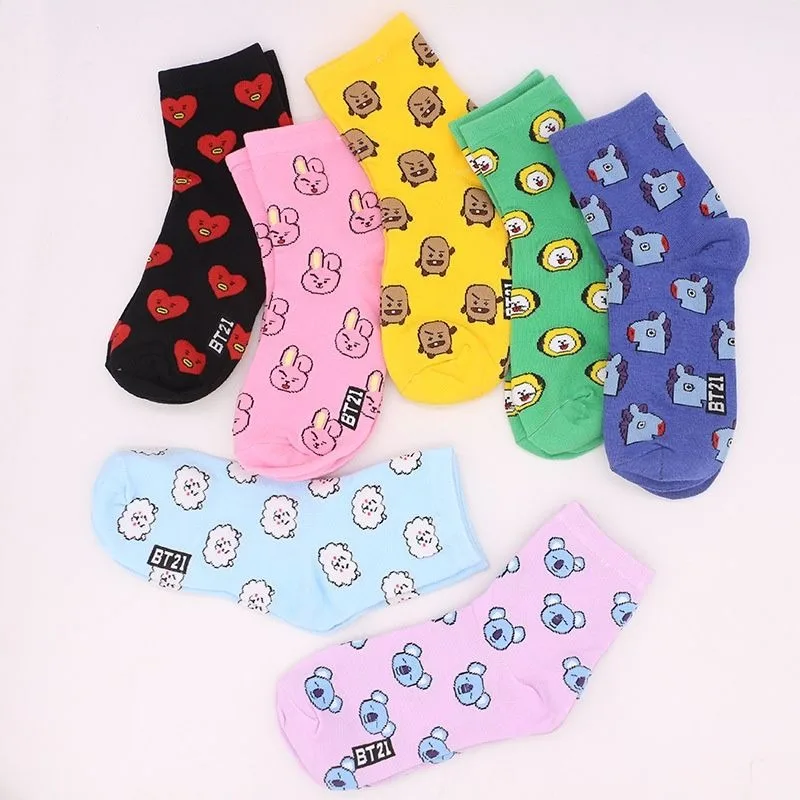Tippet Line - Kawaii BT21 Cartoon Socks Cute Mid