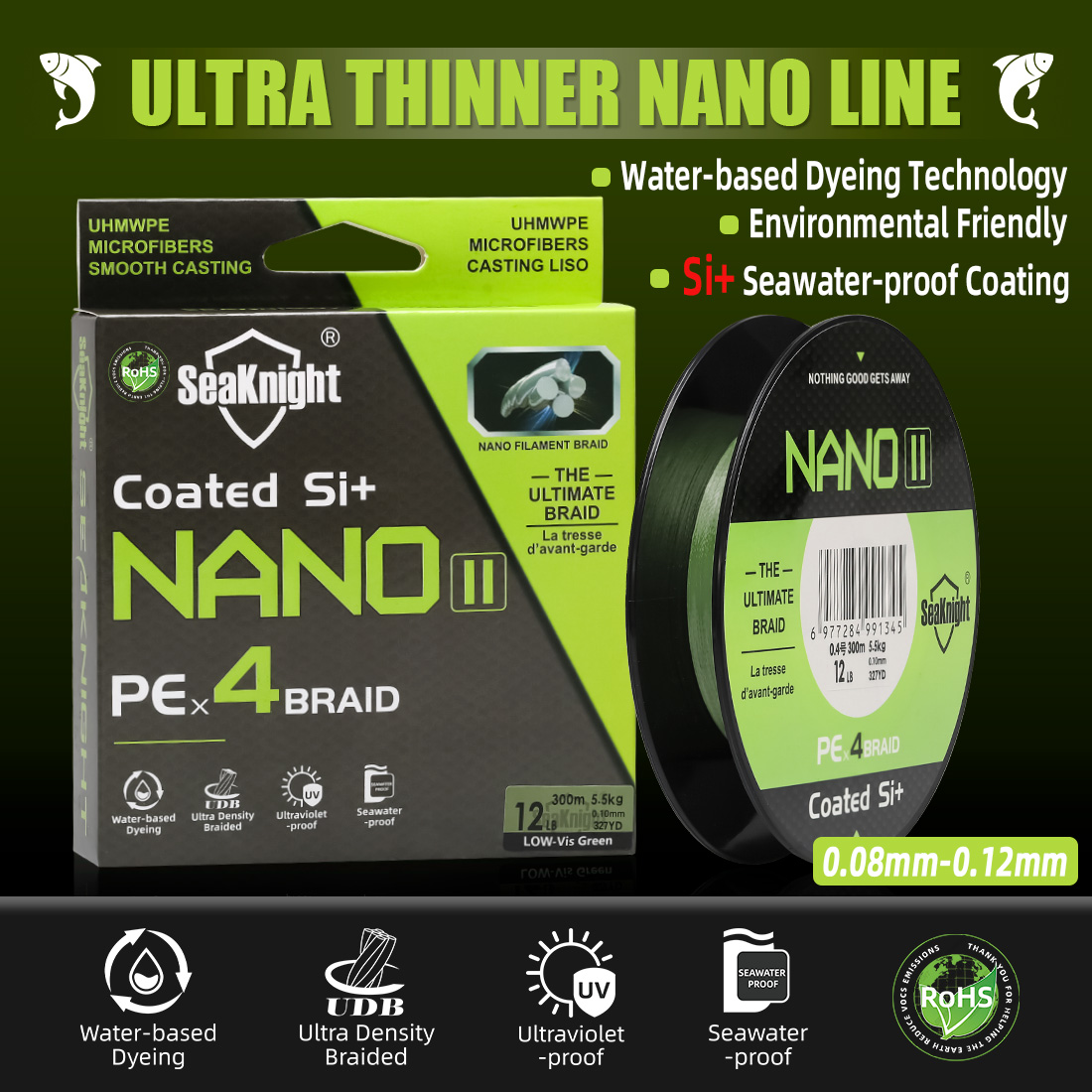Copolymer Line - SeaKnight Brand NANO II Series 300M
