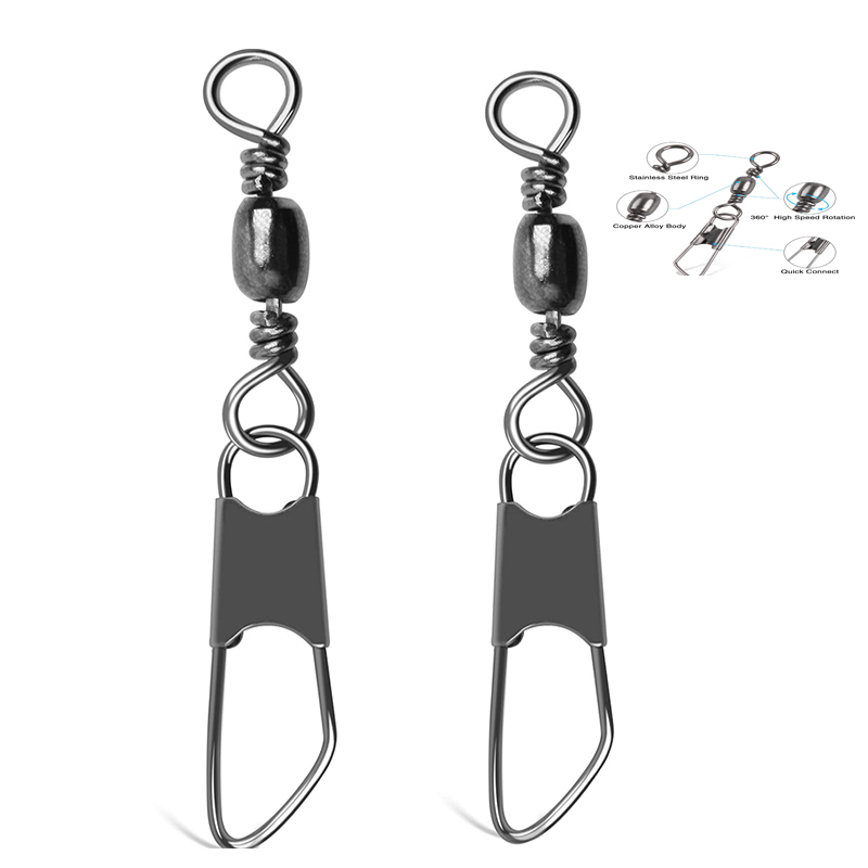 Saltwater Line - 100Pcs Fishing Barrel Swivel Coastlock Snap