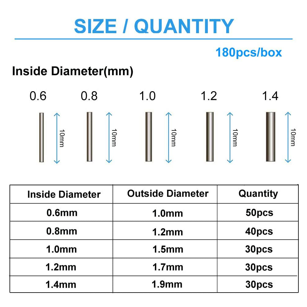 180Pcs/Box 0.6mm-1.4mm Copper  - Fishing Line Box recension och pris