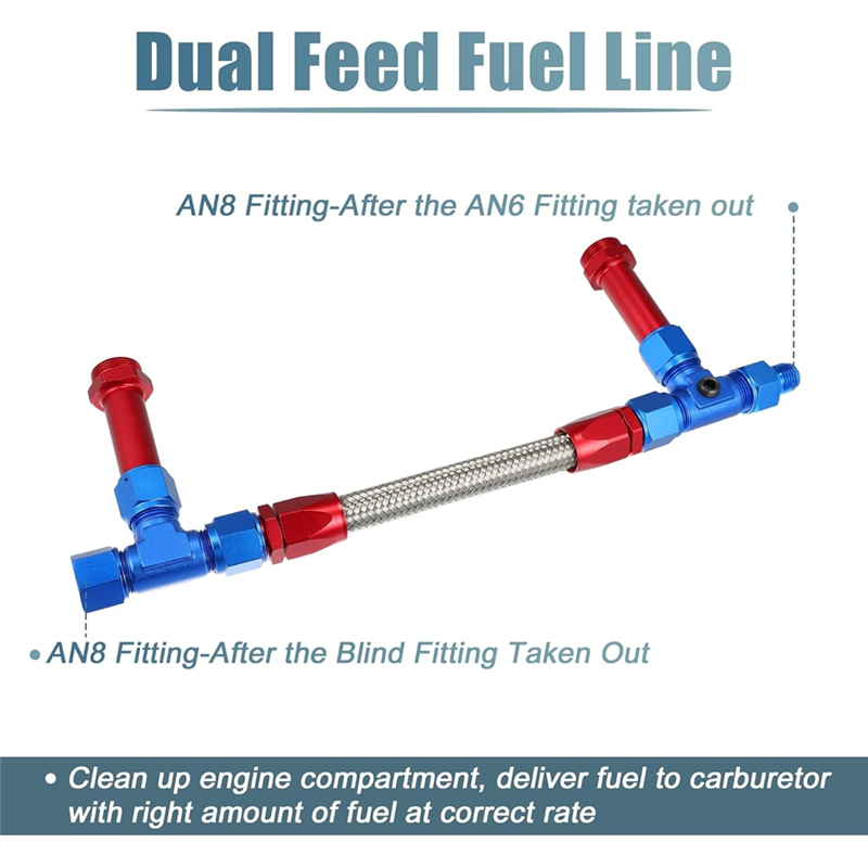 8AN Dual Feed Fuel Line To 7/8 - Braided Line recension och pris