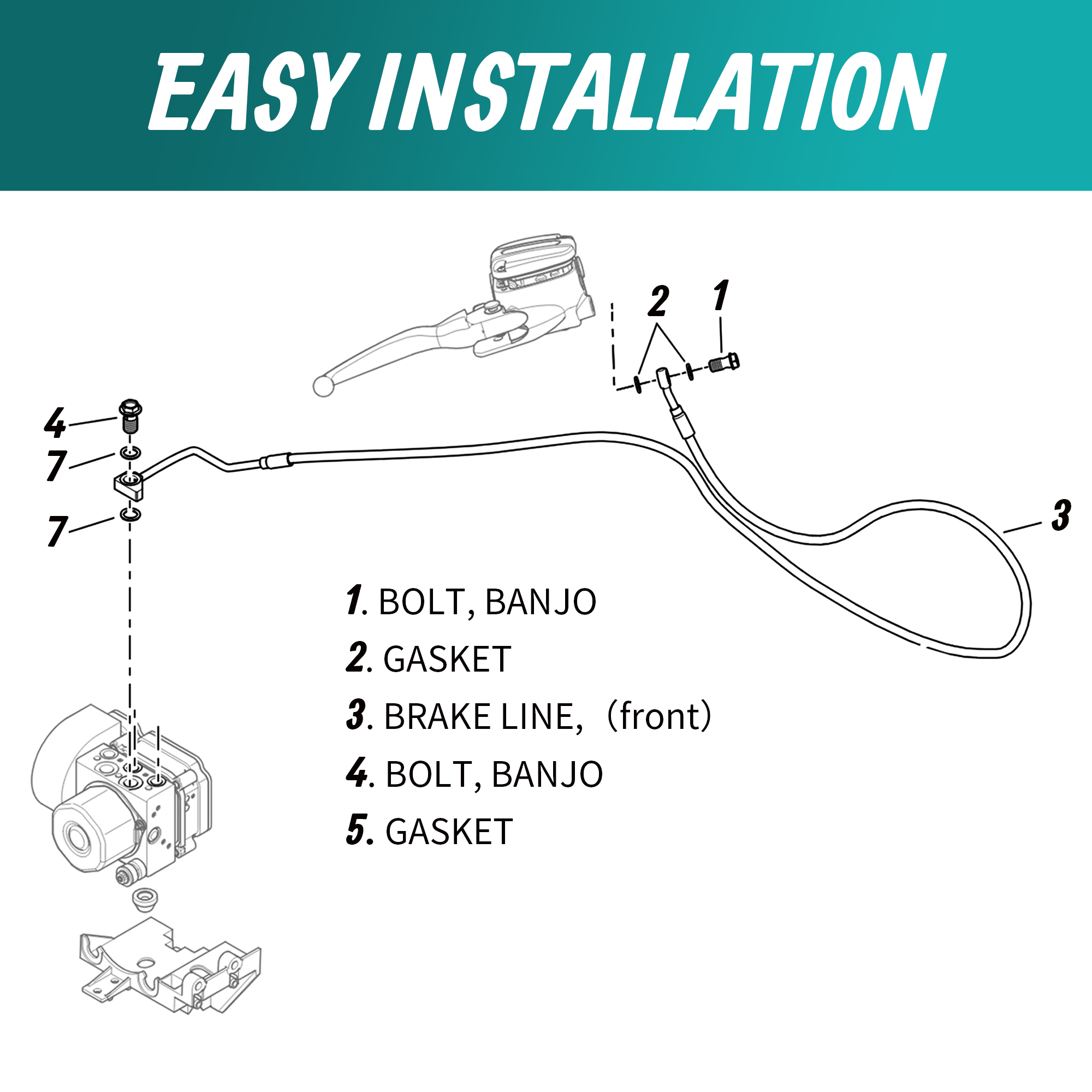 Upper Front Brake Line Oil Hos - Braided Line recension och pris